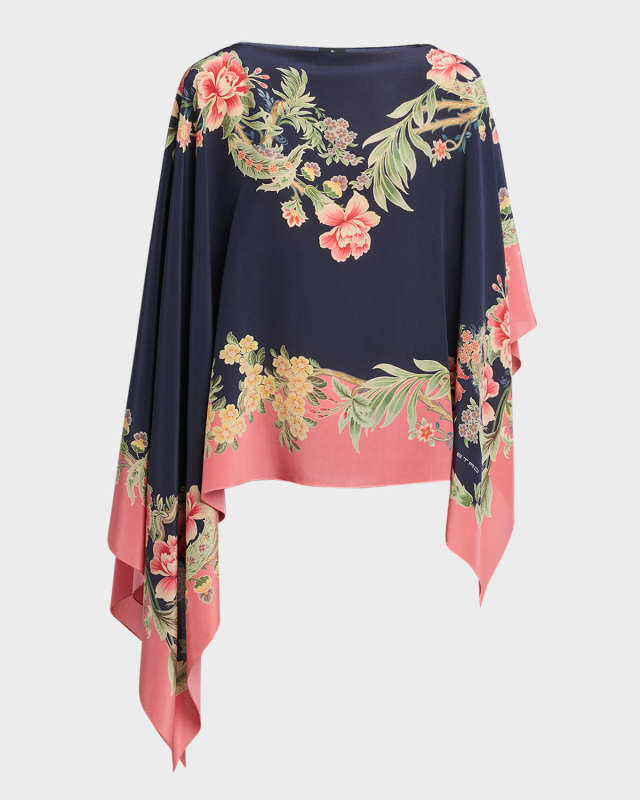 Enchanted Garden Engineered Silk Poncho
