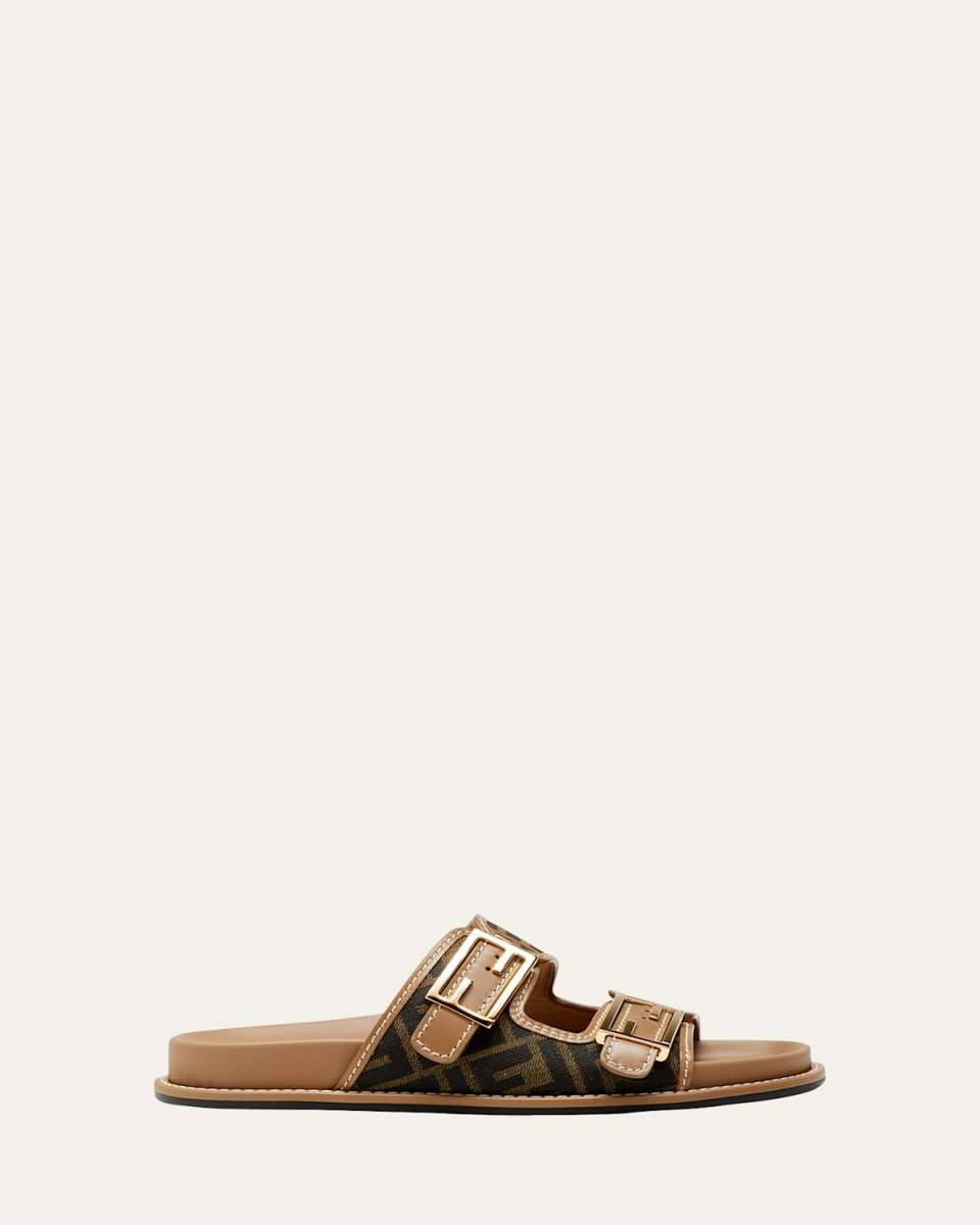 FF Jacquard Dual Buckle Slide Sandals