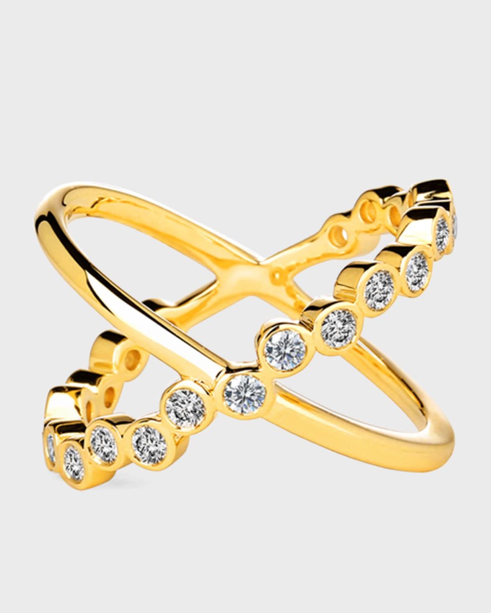 18K Diamond Bubbles Cross Ring, Size
