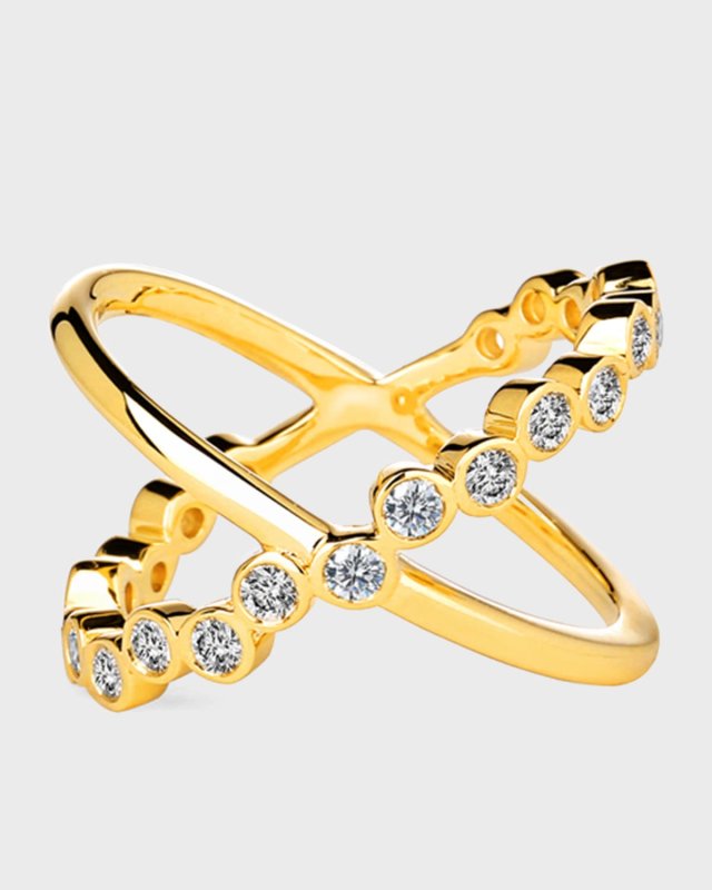 18K Diamond Bubbles Cross Ring, Size