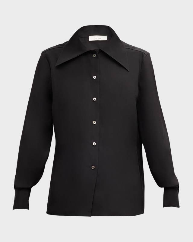 Conan Cutaway-Collar Button-Front Silk Shirt
