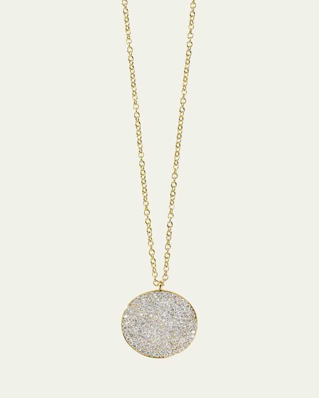 Large Flower Pendant Necklace in 18K Gold With Diamonds