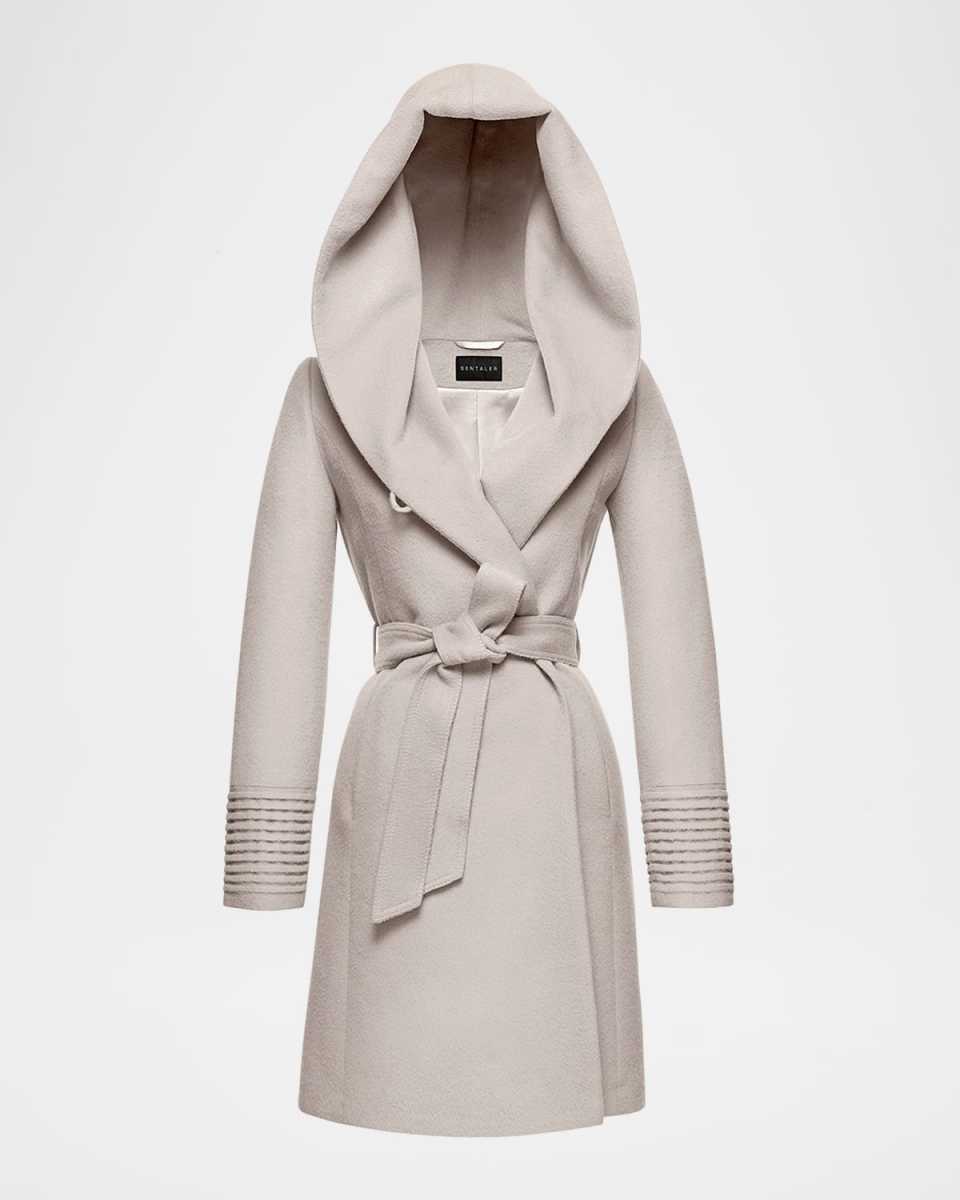 Alpaca Wool Hooded Wrap Coat