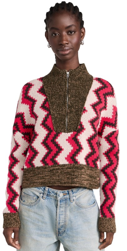 Closed Cropped Halfzip Long Sleeve Multi Color