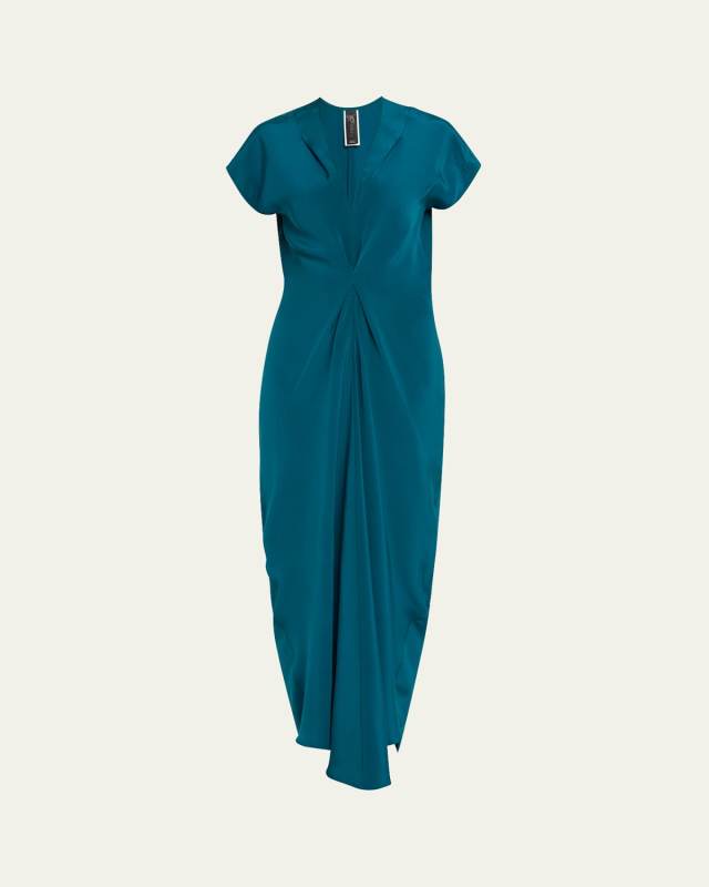 Long Muse Draped Silk Dress
