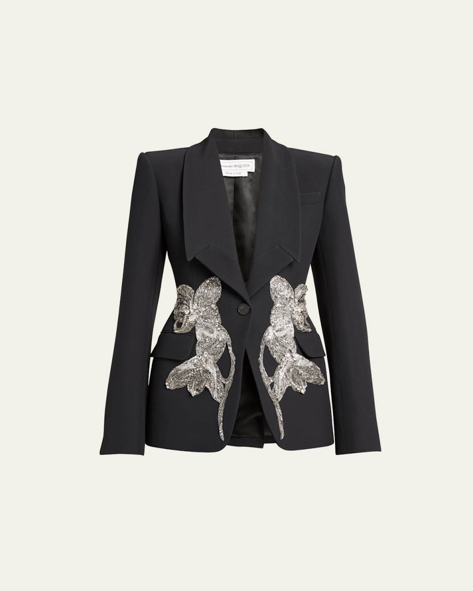 Embellished Crepe Blazer Jacket