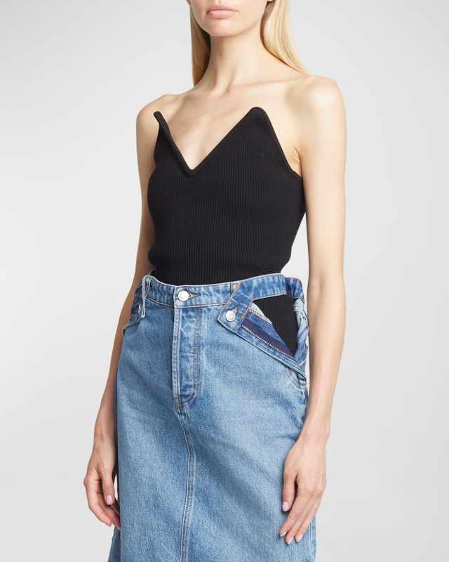 Rib Knit Strapless Bustier Top