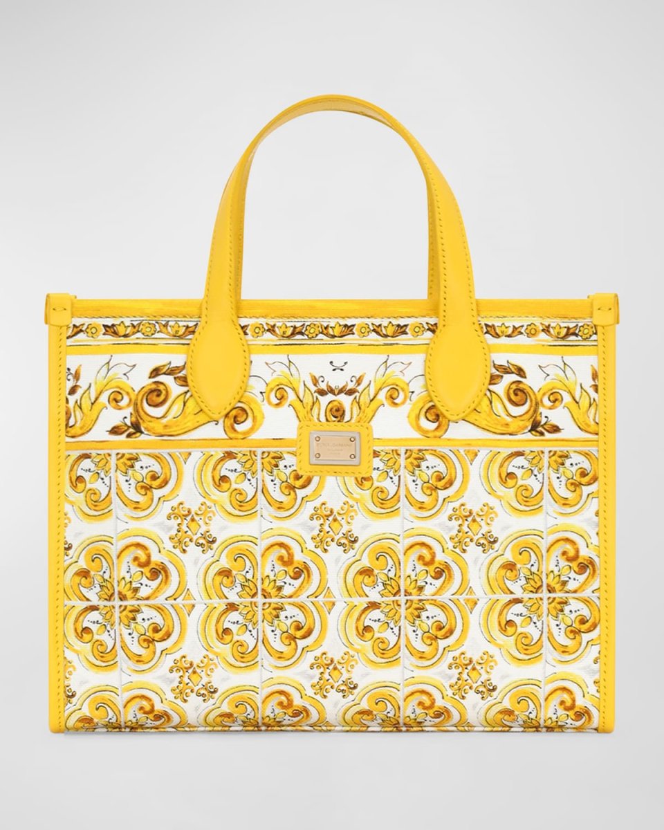 Girl's Canvas Majolica-Print Tote Bag