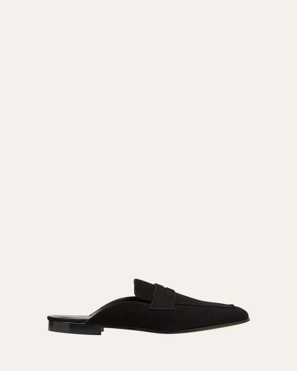 Riviera Suede Penny Loafer Mules