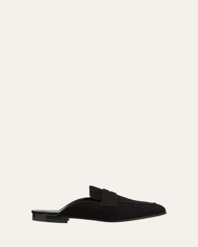 Riviera Suede Penny Loafer Mules