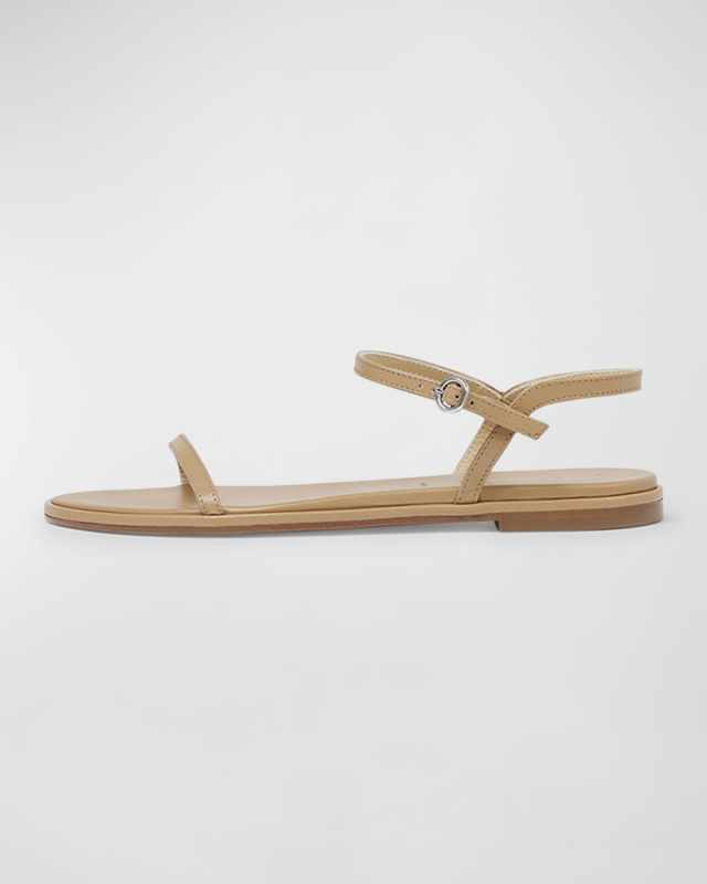 Nettie Nude Leather Ankle-Strap Sandals