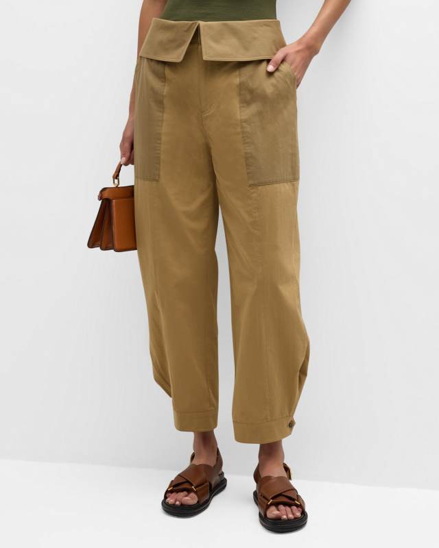 Foldover Wide-Leg Trousers