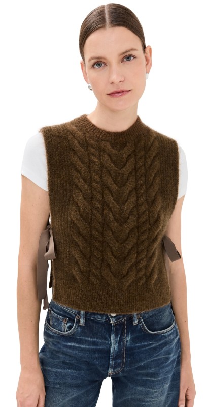 Cecilie Bahnsen Textured Mohair Aly Vest Fall Brown