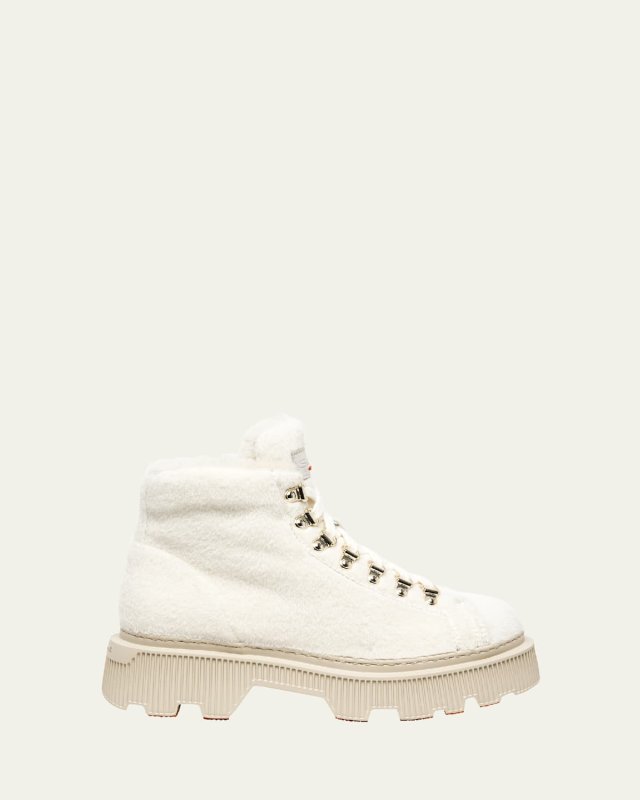Dotty Shearling Combat Booties