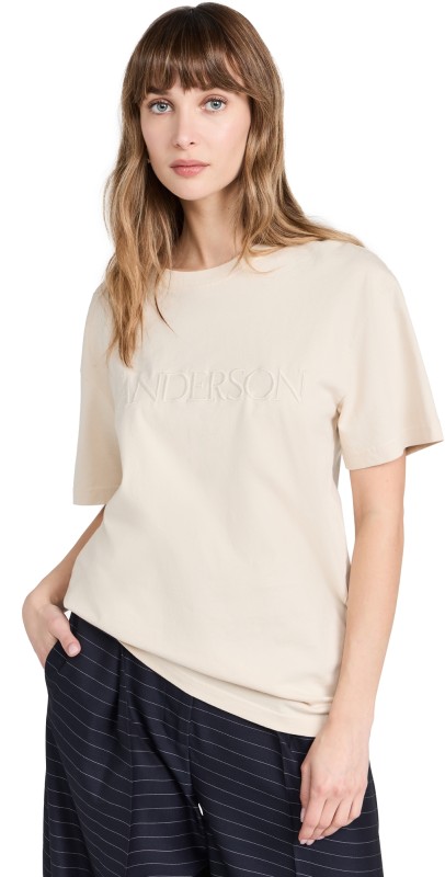 JW Anderson Logo Embroidery T-Shirt Beige