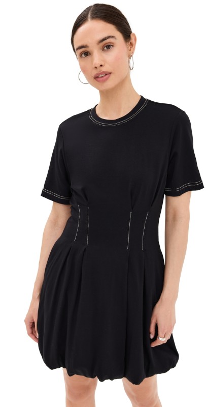 SIMKHAI Pearson Bubble Hem Mini Dress Black