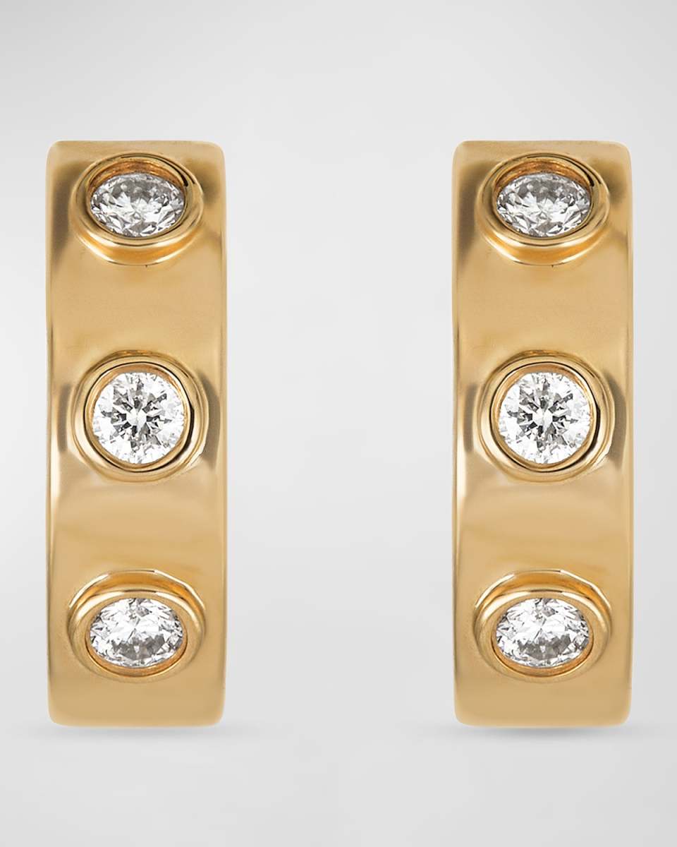 Three Diamond Bezel Huggies