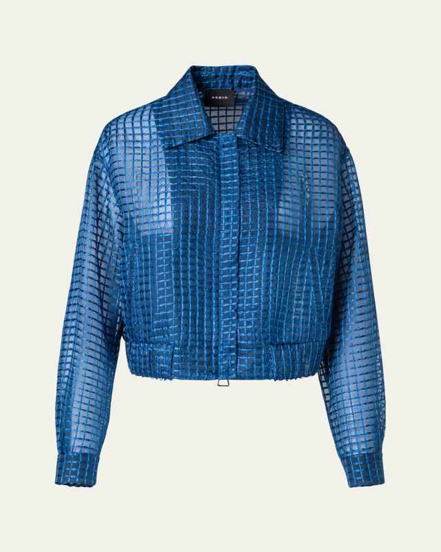 Wanda Organza Short Jacket with Window Plaid Embroidery