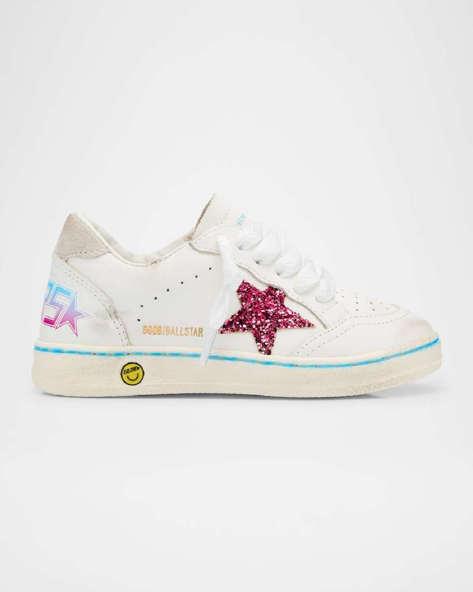 Girl's Ballstar Leather Glitter Sneakers, Baby/Toddlers