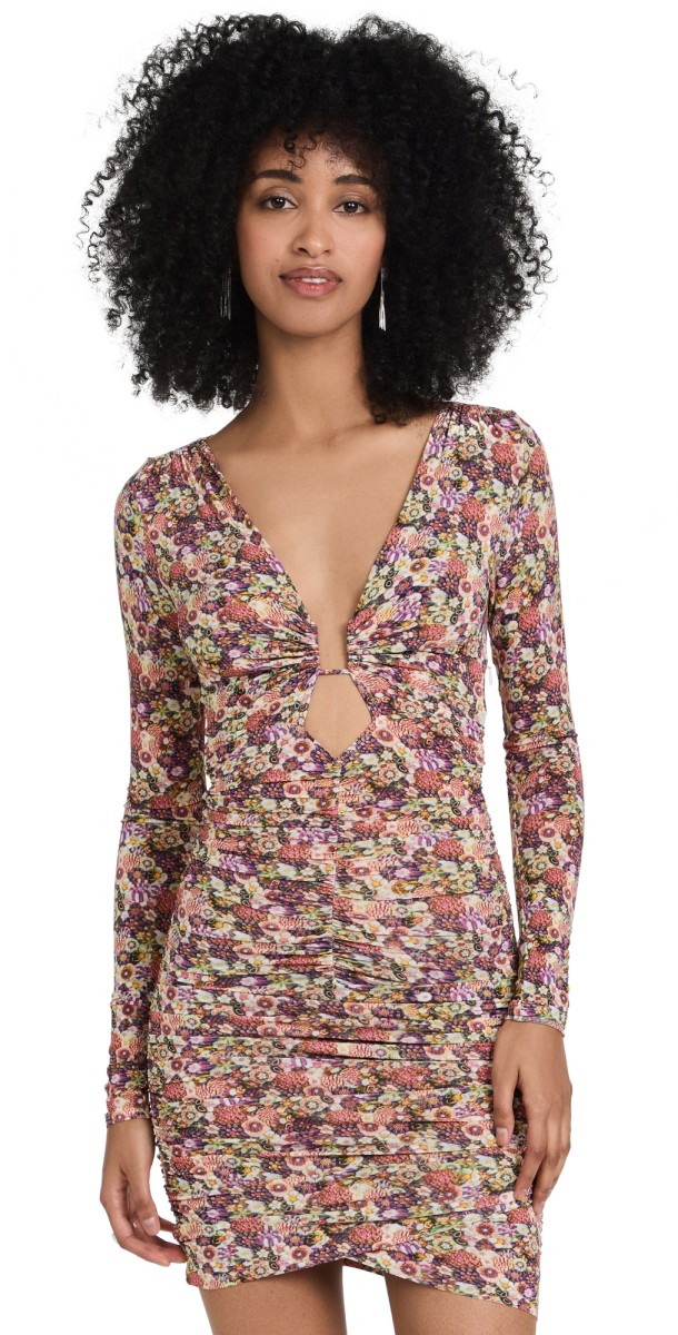 Isabel Marant Jordana Cutout Ruched Mini Dress Papaya