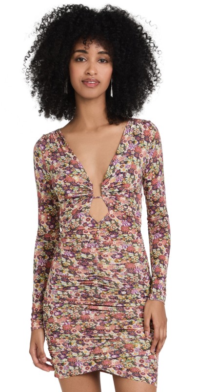 Isabel Marant Jordana Cutout Ruched Mini Dress Papaya