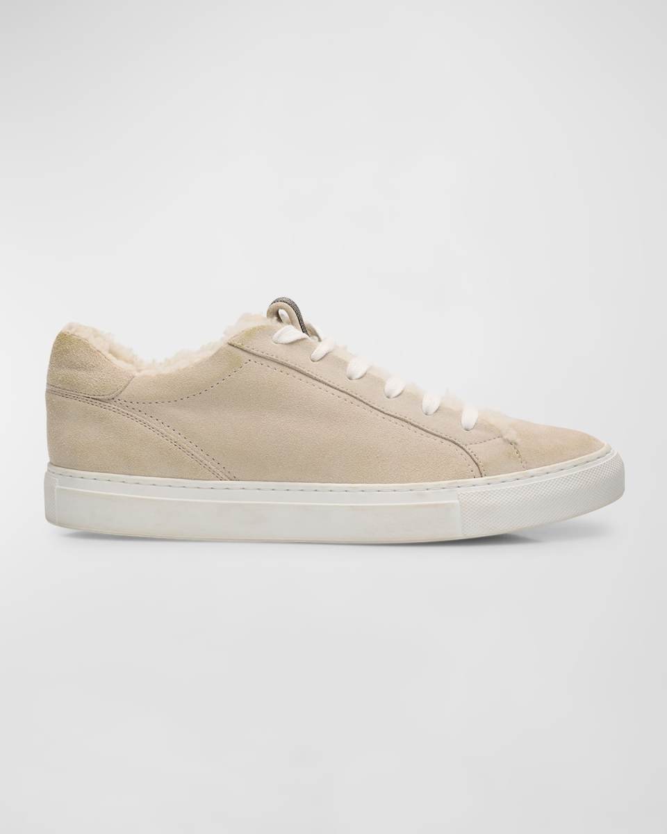 Lamb Shearling Fur-Lined Low-Top Sneakers