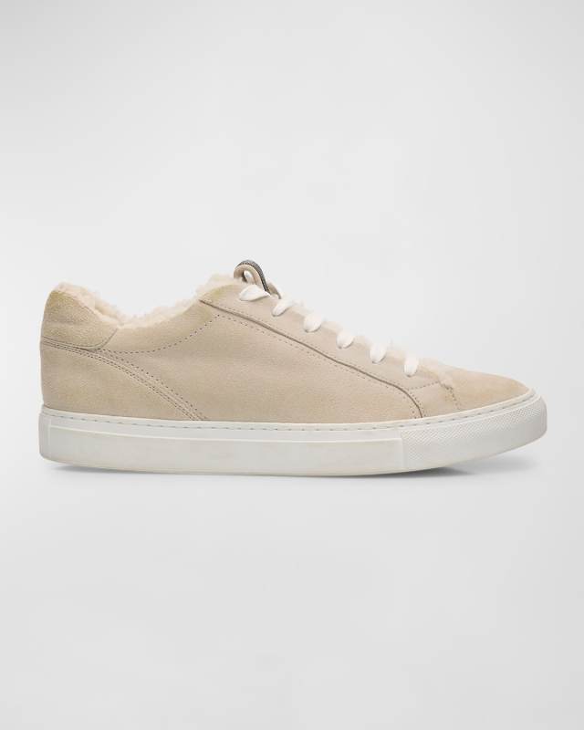 Lamb Shearling Fur-Lined Low-Top Sneakers
