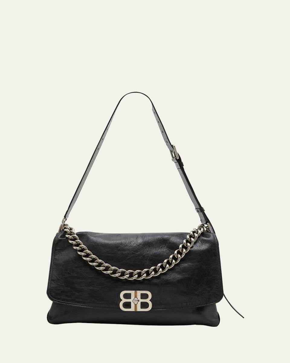 Large Flap Leather Shoulder Bag