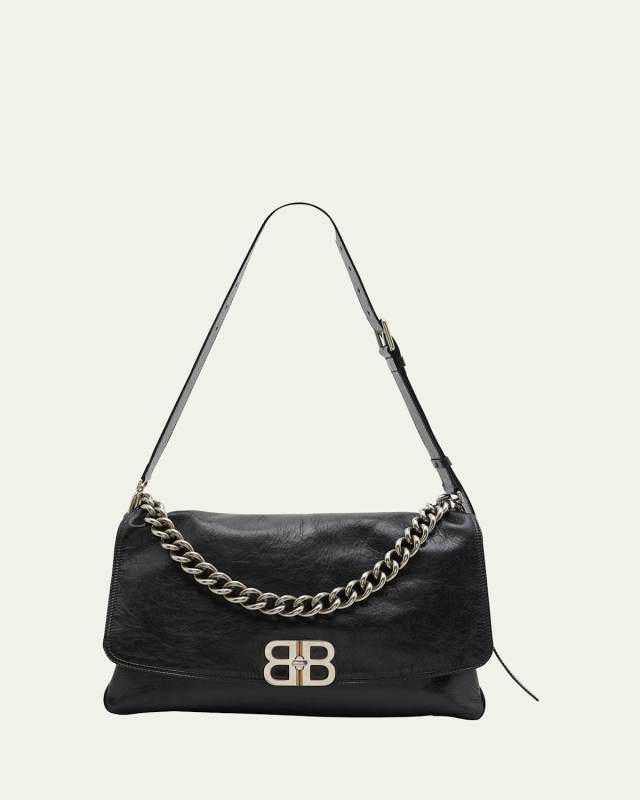 Large Flap Leather Shoulder Bag