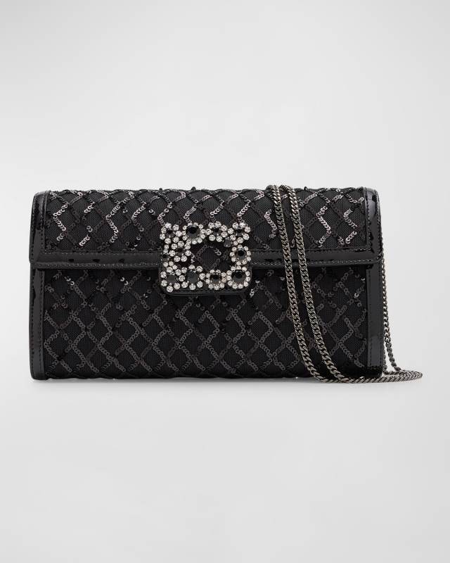 Flower Buckle Sequined Clutch Bag