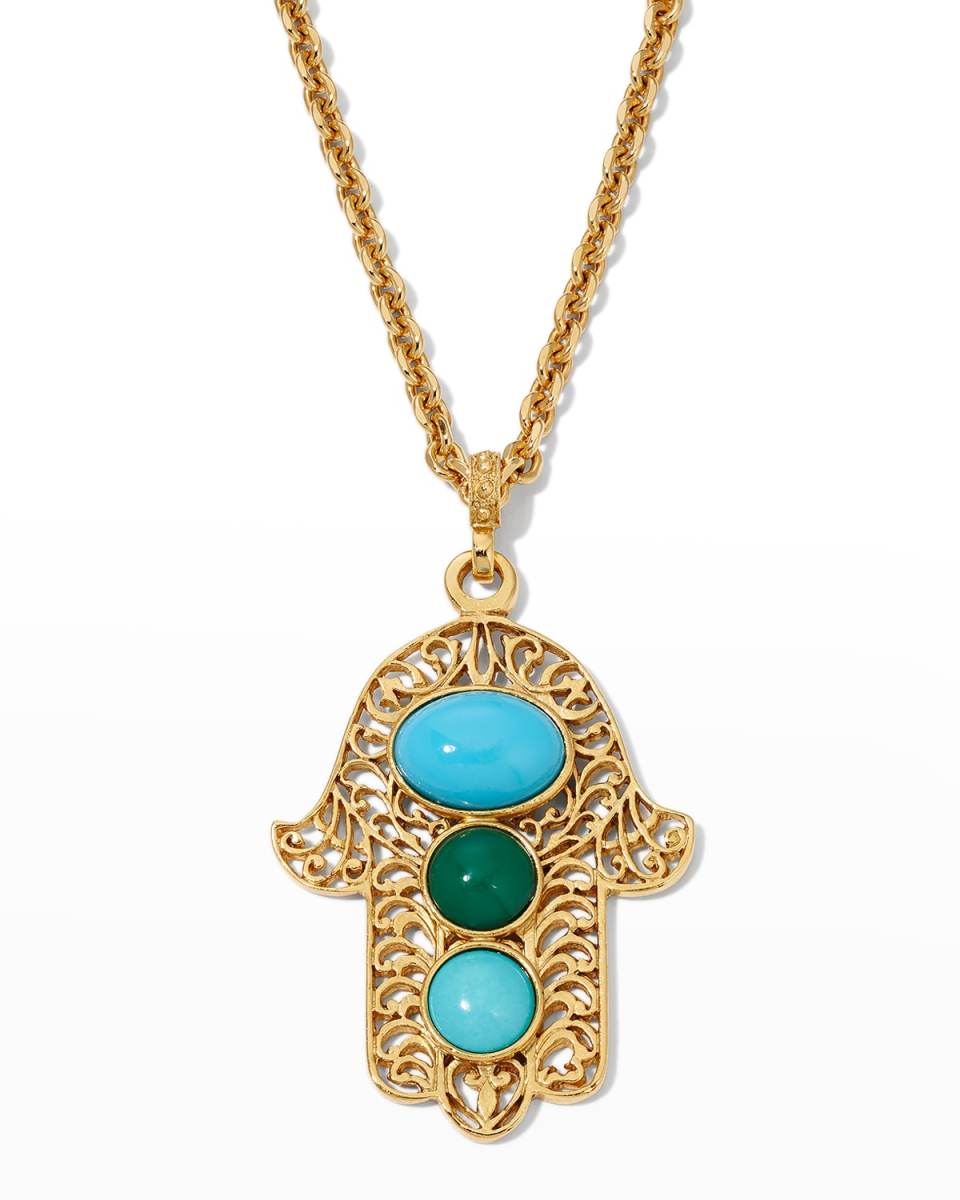 Multi Blue Palm Necklace