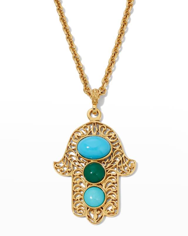 Multi Blue Palm Necklace