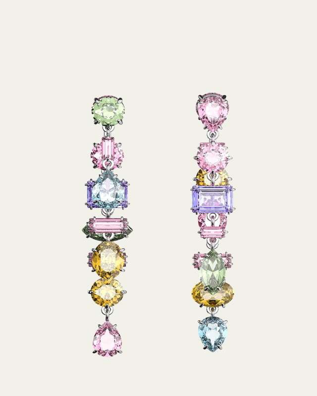 Gema Rhodium-Plated Mix-Cut Multicolor Dangle Earrings