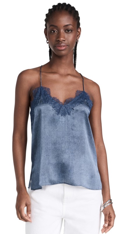 CAMI NYC Racer Charmeuse Cami Raw Denim