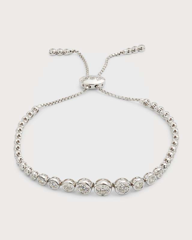 18K White Gold Adjustable Diamond Bezel Bracelet