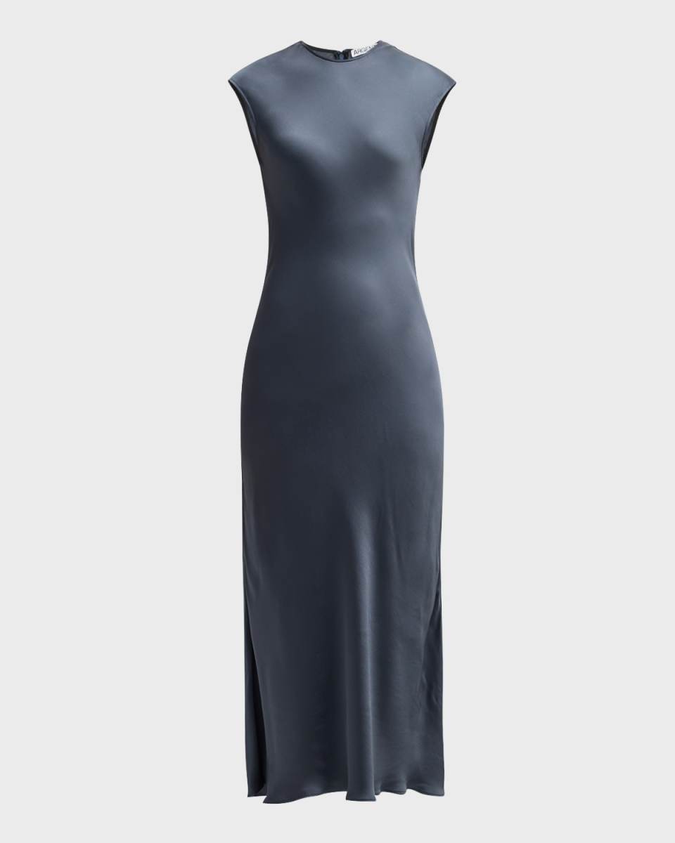 Bias-Cut Viscose Satin Maxi Dress