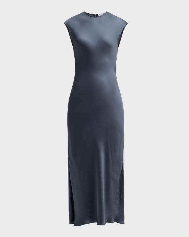 Bias-Cut Viscose Satin Maxi Dress