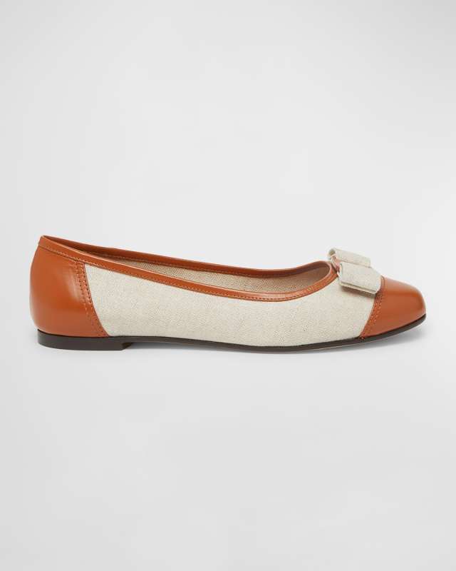 Varina Linen Bow Ballerina Flats