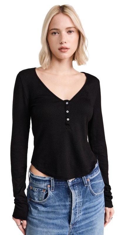 Free People Keep It Basic Layering Top Black