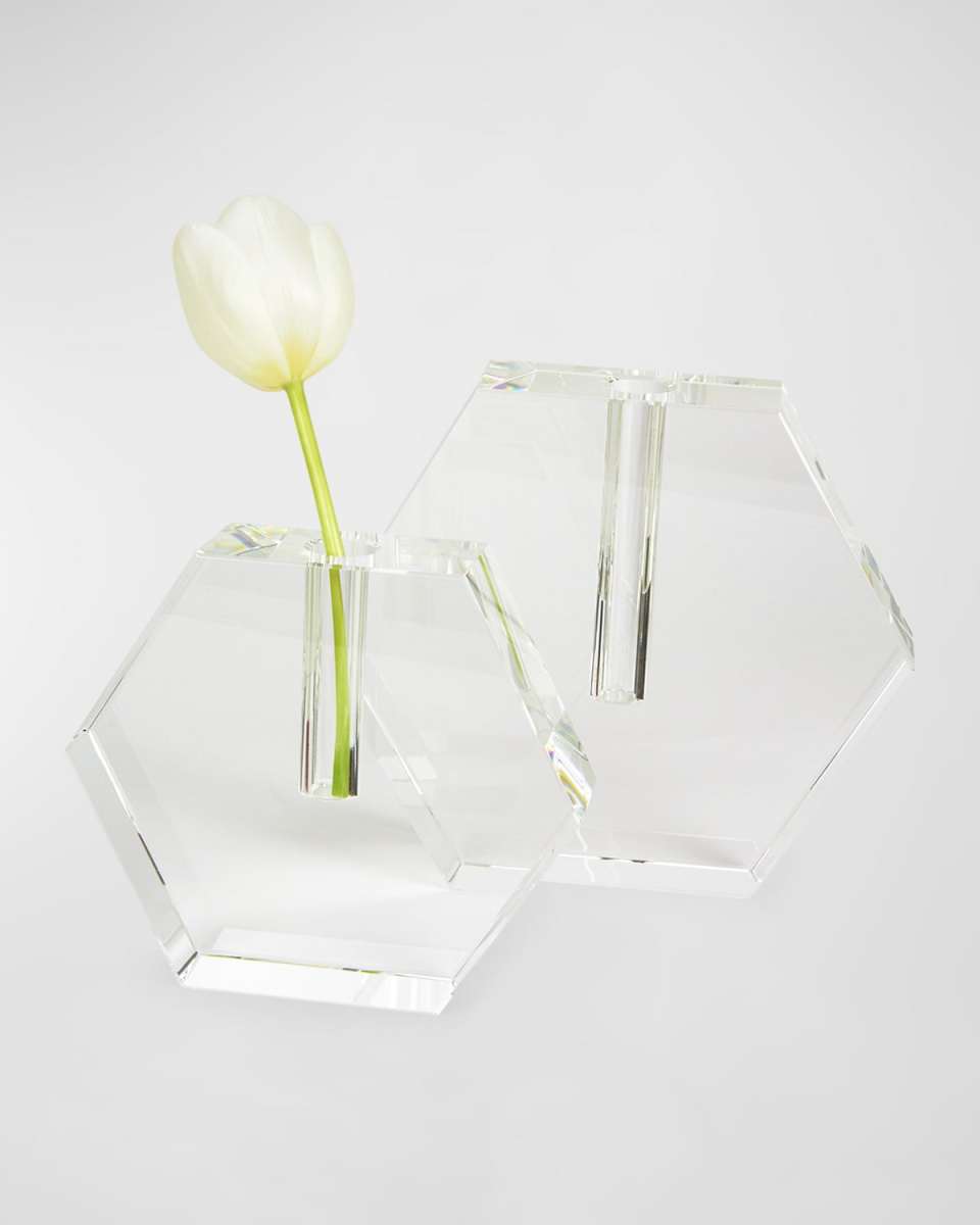 Clear Crystal Vase Flat Hexagon - Large