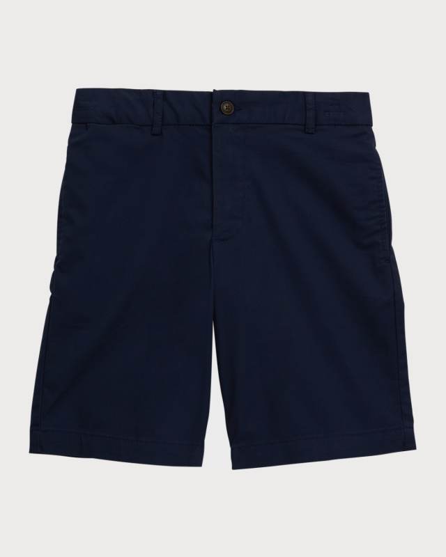 Boy's Logo Embroidered Flat Front Chino Shorts, Size 2-7