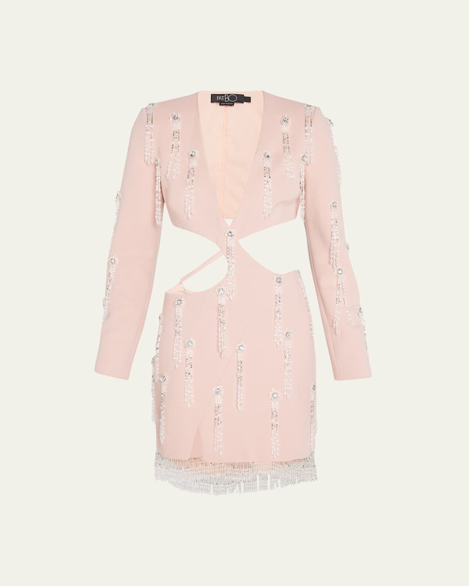 Hand-Beaded Plunge Cutout Mini Dress