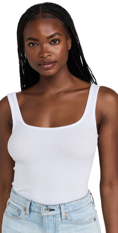 rag & bone The Essential Rib Scoop Neck Tank White