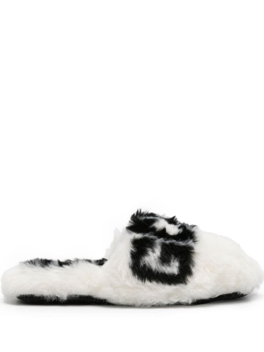 faux-fur slippers