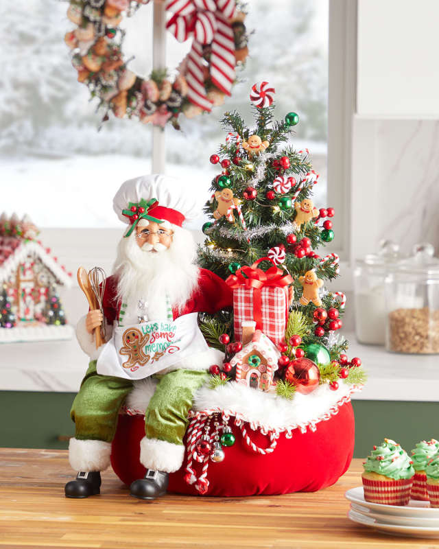 21.5" Lighted Gingerbread Santa Bag