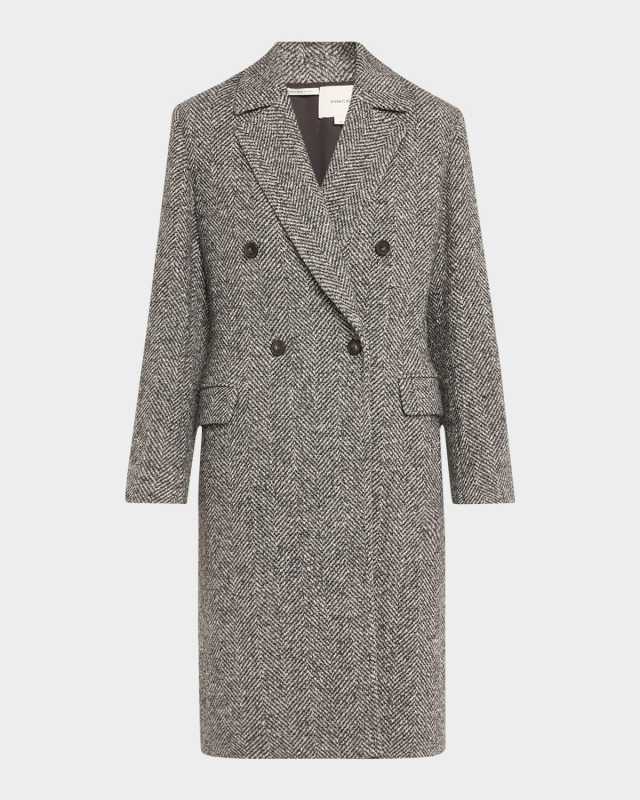 Herringbone Double-Breasted Coat