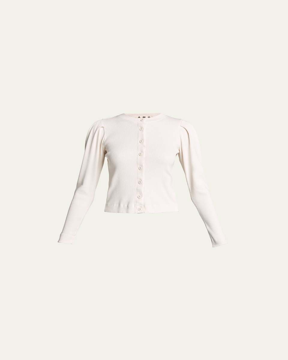 Puff-Sleeve Cardigan