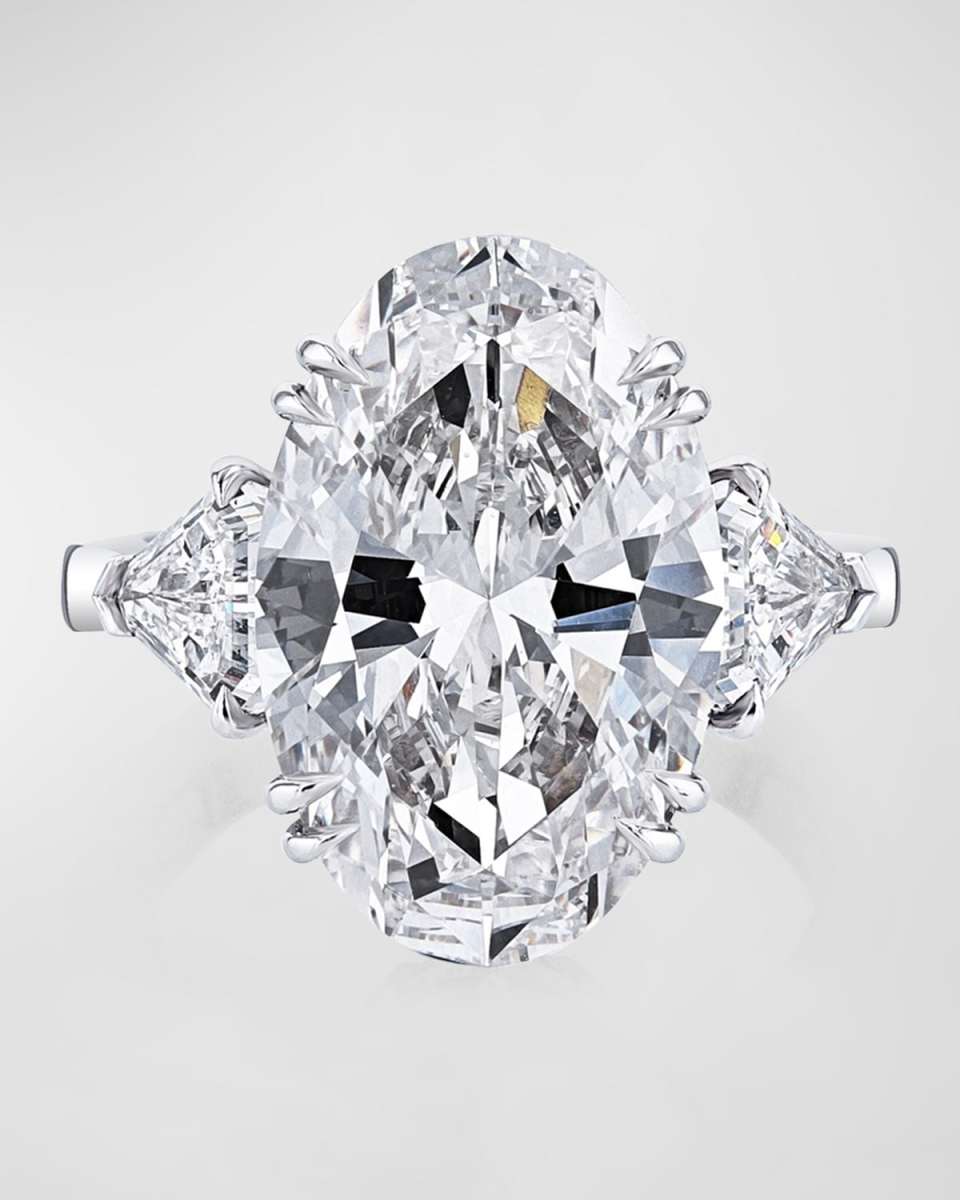 Platinum Three Stone Oval Diamond Ring, 9.55tcw (Size 6.5)