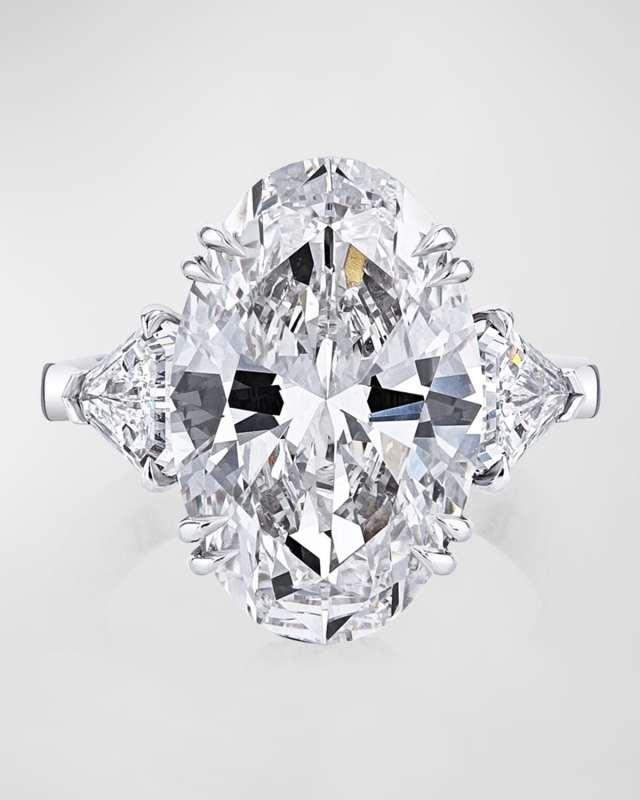 Platinum Three Stone Oval Diamond Ring, 9.55tcw (Size 6.5)
