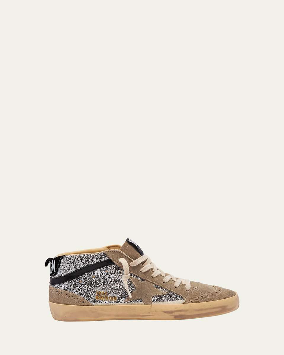 Mid Star Glitter Wing-Tip Sneakers